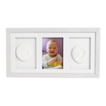 Baby HandPrint - Kit mulaj cu dubla amprenta, Double Memory Frame, Cu rama foto 10x15 cm, Non-toxic, Conform cu standardul european de siguranta EN 71-3:2019, Alb, Baby HandPrint