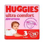 Scutece Girl Ultra Comfort, Nr.3, 5 -9 Kg, 78 bucati, Huggies, HUGGIES