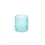 Suport candela lumanare IN VETRO, albastru deschis transparent, 8x9 cm, Sixside Print