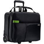 GEANTA LEITZ Smart Traveller Complete cu 2 rotile, pt. notebook de max. 15.6, 2 compartimente, buzunar frontal, poliester&piele naturala, volum 25 litri, dim. 440x375x230mm, fixare pe troller, maner telescopic, negru, 60590095, Leitz