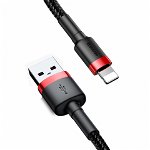 Cablu de Date USB la Lightning 2.4A, 1m Baseus Cafule (CALKLF-B19) Rosu Negru