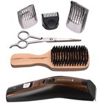 Set de tuns barba, Remington, MB4046, 3 extensii diferite pentru pieptene de ghidare, 90 de minute de utilizare fara fir dupa 16 ore de incarcare, Negru/Maro