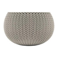 Ghiveci din plastic cu finisaj ratan sintetic Cozies Curver Trio, violet + albastru + nisipiu, set 3 bucati