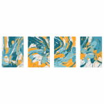 Set 4 tapeturi autoadezive Premium, textura canvas, Linii galben-albastre, 130 x 41, PRITI GLOBAL