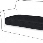 Husa pentru perna canapea de 2 locuri TIANSHU, negru, textil, 102 - 127 cm / 51 - 70 cm