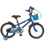 Bicicleta copii 16 inch VELORS V1601A culoare albastru-negru roti ajutatoare varsta 4-6 ani 219v1601a59