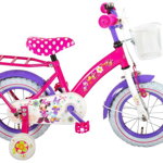 Bicicleta pentru fete Volare Minnie Mouse 31226, 12 inch cu roti ajutatoare, frana de mana, cosulet si portbagaj