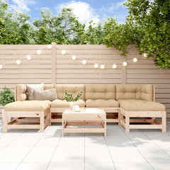 Gossi set mobilier de gradina cu perne, 7 piese, lemn masiv, Gossi