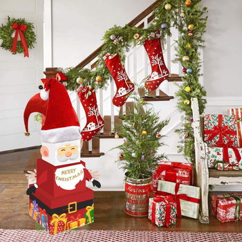 Set de 3 cutii in forma de Mos Craciun Sayala, hartie, multicolor, 59 cm, 