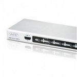 Comutator HDMI ATEN VS481A cu telecomandă, 4 intrări/1 ieşire, argintiu-mat, ATEN