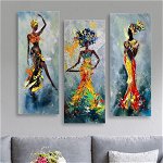 Tablou MDF (3 bucăți) Marvellous African Lady, Multicolor, 50 x 70 cm, Adana