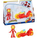 Jucarie Marvel Spidey and His Amazing Friends - Iron Man Action Figure & Motorcycle Toy Figure, Hasbro