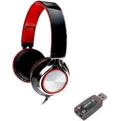 spacer CASTI Spacer, cu fir, standard, utilizare multimedia, microfon pe fir, pliabile, banda ajustabila, conectare prin adaptor USB 2.0 sau Jack 3.5 mm x 2, rosu&negru, spacer