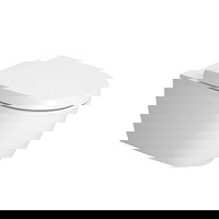 Set vas WC suspendat Duravit Darling New Rimless 54cm si capac cu inchidere lenta, Duravit