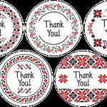 Set 4 role etichete autocolante personalizate, "Thank you", diametru 40 mm, 1000 buc/rola