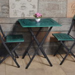 Set masa cu 2 scaune, Valovi, Bistro, mdf/metal, verde/negru, Valovi