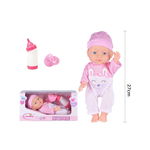 Papusa bebelus Lunabebe Little Friend, cu biberon si suzeta, Roz, 27 cm, toy