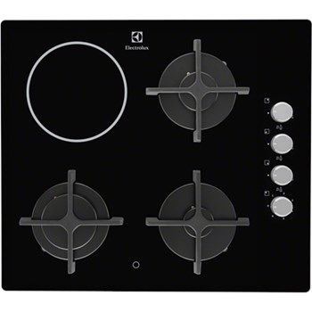 Plita incorporabila Electrolux EGE6182NOK Mixta 3 arzatoare gaz 1 arzator vitroceramic Aprindere electrica Sticla Neagra ege6182nok