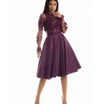 Rochie eleganta midi din tafta cu broderie din flori 3D in partea superioara, https://www.shinefashion.ro/continut/produse/2883/1000/rochie-eleganta-din-tafta-mov_11638.webp