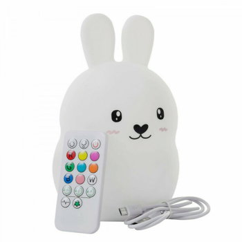 Severno - Rabbit - Lampa de veghe de noptiera IEPURAS moale din silicon, LED, USB, telecomandaAlb