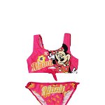 Costum de baie 2 piese, 82% poliester, Happy Minnie Mouse, roz, Disney