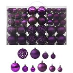 Set globuri de Craciun vidaXL, disponibile in trei dimensiuni diferite, Plastic, PVC, Cu o cutie, 100 piese, violet