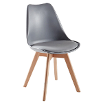 Scaun bucatarie tapitat gri Depozitul de scaune Celia, piele ecologica, cadru lemn, max. 110 kg, 48.5 x 50 x 82.5 cm, Depozitul de scaune