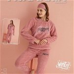 Pijama Cocolino Dama Roz Pudra cu Imprimeu AwesomePJD066, 