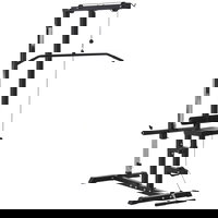 HOMCOM Statie de Fitness Pull Down pentru Sala de gimnastica in Casa cu Banca si Cablu Reglabil, din Otel 107x120x190cm Negru | Aosom Romania, HOMCOM