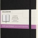 Caiet Moleskine cu copertă moale, cu aspect dublu, simplu și rigle: negru, Moleskine