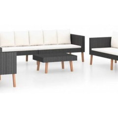 Set mobilier de gradina cu perne, vidaXL, 5 piese, negru, poliratan, 65.2 kg 3059333