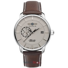 Ceas barbatesc Zeppelin 8470-5, Automatic, 40mm, 5ATM, Argintiu