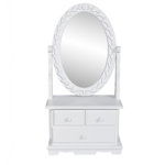 Masă de machiaj cu oglindă oscilantă ovală, MDF, Casa Practica