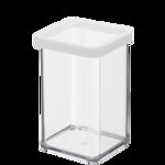 Cutie depozitare plastic patrata transparenta cu capac alb Rotho Loft 1 L, Rotho