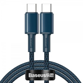 Cablu Baseus High Density CATGD-03, USB Type-C - USB Type-C, Fast Charging 100W, 1m, impletitura nylon (Albastru)