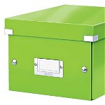 Cutie depozitare Leitz WOW Click & Store, carton laminat, partial reciclat, pliabila, cu capac, 22x16x28 cm, verde, Leitz