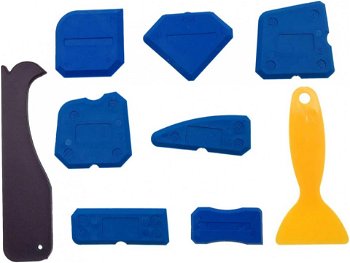 Set de 9 ustensile pentru etansare JZK, plastic/cauciuc, albastru/galben/negru