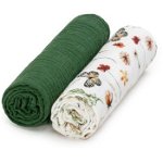 T-TOMI BIO Muslin Diapers scutece textile Olive Meadow 65 x 65 cm 2 buc, T-Tomi
