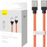 Baseus Cablu Type-C la Type-C CoolPlay Series Fast Charging, 100W, 1m, Portocaliu