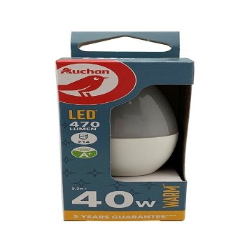 Bec LED AUCHAN 5.5W E14 EQ 40W C37 lumina calda