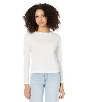 Imbracaminte Femei Vince Boxy Long Sleeve 100 Cotton Crew Neck Tee Optic White, Vince