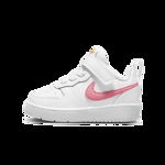 Nike, Pantofi sport cu insertii de piele Court Borough, Alb, Roz, 23.5 EU