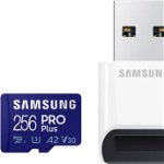 Card memorie Samsung Micro SDXC PRO Plus (2021) UHS-I U3 Clasa 10 256GB + Cititor card