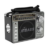 Radio portabil AM/FM/SW, slot USB/SD, MP3 player, gri, Waxiba