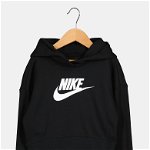 Nike, Hanorac crop cu imprimeu logo Sportswear Club, Negru, Alb, 137-147 CM