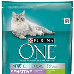 PURINA ONE Hrană uscată pentru pisici Adulte SENSITIVE, cu Curcan şi Orez 800g, Purina ONE