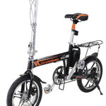 Bicicleta electrica pliabila Airwheel R5, Viteza maxima 20km/h, Autonomia maxima 30-40km, asistata 80-100km, Roti 16", Baterie Panasonic (Negru)