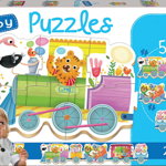 Set de 5 puzzle-uri progresive - Trenulet cu animale (2-5 piese), Jucaresti