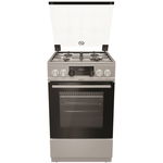 Aragaz Gorenje K5351XJ, Mixt, 4 arzatoare gaz, Cuptor electric, 62 l, Grill, Display, 50x60 cm, Inox