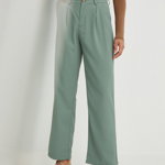 Answear Lab pantaloni femei, culoarea turcoaz, lat, high waist, Answear Lab